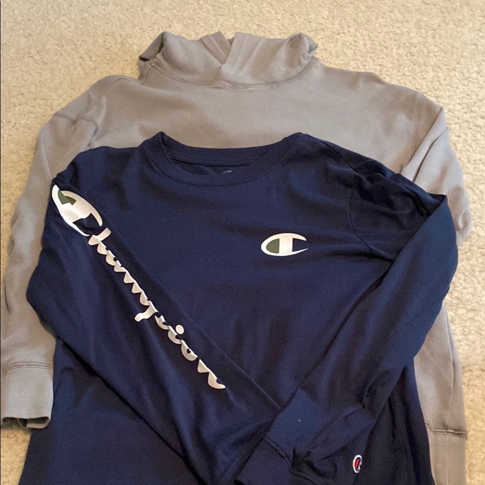 Champion Kids Navy tee and old Navy Gray lightweight  sweatshirt
